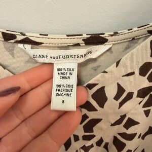 Diane Von Furstenberg Brown and Cream Silk Dress